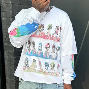 เสื้อยืดแขนยาวสั่งทำพิเศษสำหรับผู้ชาย พิมพ์ลายคุณภาพสูง คอกลม สไตล์ลำลอง พิมพ์ลายตัวอักษร รับผลิตแบบ OEM เสื้อยืดโอเวอร์ไซส์สำหรับผู้ชาย - Product Image 3