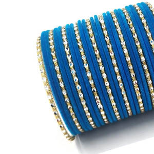 Factory Price Natural Stone Glass Velvet Bangles New Product 100% High Quality Women Velvet Churiya Sets - Product Image 6