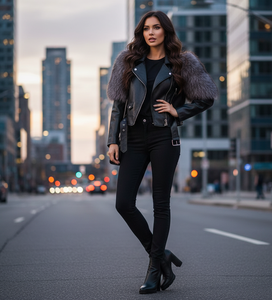 Chaqueta de plumón de pato de invierno personalizada con cuello de piel de pato auténtica, bordado de perlas y mangas de punto, cálida y a la moda para mujer - Product Image 1