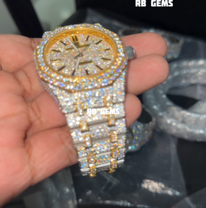 Montre pour homme unisexe Iced Out VVS Moissanite mouvement mécanique automatique luxe fait à la main cadran en verre or blanc Hip Hop - Product Image 3