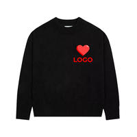 Nouveau Pull Tricoté de Luxe pour Hommes, Broderie Cœur d'Amour, Chandail en Laine Mohair de Haute Qualité pour Hommes