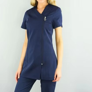 Recién llegado, conjunto de Top y pantalón, conjuntos de uniformes médicos, ropa de trabajo de esteticista de manga corta con logotipo personalizado, buena calidad - Product Image 3