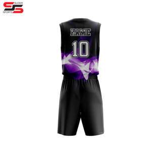 Maillots personnalisés et kit d'uniformes de basket-ball Uniformes de basket-ball sublimés Uniforme de basket-ball en sergé avec broderie pour hommes - Product Image 2