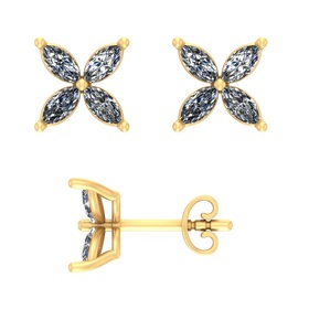 ต่างหูเพชรทรงมาร์คีส์แบบยั่งยืนระดับพรีเมียมสำหรับผู้หญิง ชุบทอง ดีไซน์คลาสสิก เหมาะสำหรับงานแต่งงาน งานครบรอบ และงานปาร์ตี้ - Product Image 2