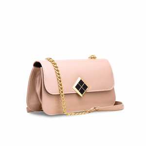 Fawn Vintage moda bolso de hombro P56101 dos cadenas remache decoración cuero genuino cierre de cremallera Saffiano patrón señora portátil - Product Image 2