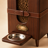 Distributeur de nourriture pour animaux de compagnie en bois d'ingénierie de luxe, grande capacité, avec bol en acier inoxydable, personnalisable OEM
