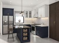 Ensemble d'armoires de cuisine KEJIA de style shaker classique moderne avec grand îlot central pour projets de rénovation résidentielle complète