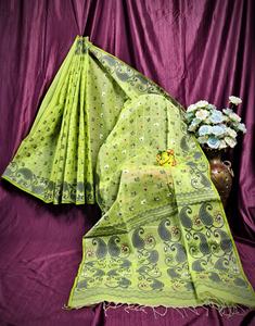 Sari Jamdani Tangile léger et à séchage rapide, idéal pour l'été, tissé écologique 500 GRM, robe pour femmes et jeunes filles, mariages - Product Image 3