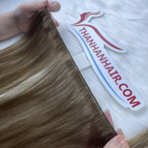 Extensiones de cabello virgen humano recto crudo vietnamita de alta calidad Extremo grueso Trama atada a mano Cabello doble dibujado - Product Image 4