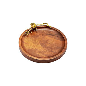 Plateau en bois classique motif Floral poignée en métal personnalisable restauration utiliser vaisselle nourriture Dessert plateau de service pour hôtel à la maison - Product Image 1