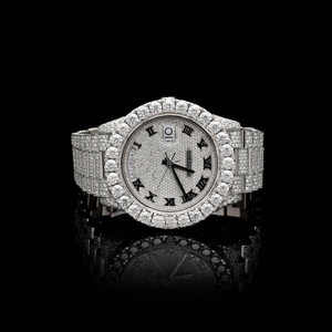 Reloj de diamante VVS Moissanite blanco de alta calidad, relojes de cuarzo mecánicos de acero inoxidable Hip Hop de lujo, relojes de cristal ETA - Product Image 1