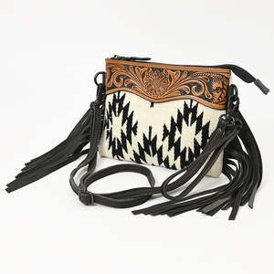 Tây Aztec cổ điển Boho <span class=keywords><strong>Lady</strong></span> Crossbody Túi của phụ nữ Trọng lượng nhẹ Chất lượng cao Dụng cụ Da vải Vai Ví đen trắng - Product Image 1