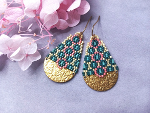 Pendientes de cuentas de semillas Pendientes tejidos - Product Image 2