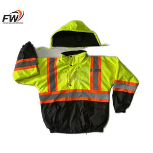 Ropa de Seguridad Reflectante de Alta Visibilidad, Chaqueta Bomber de Invierno para Guardias de Seguridad, Unisex, Cuello Alto de Lona, con Capucha Frontal - Product Image 6