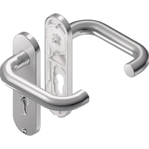 Juego de Protección Contra Incendios Rondo de Acero Inoxidable con Escutcheon Corto para Manijas de Puertas y Ventanas, Cilindro D/D, Perfil Redondeado DIN, Izquierda/Derecha - Product Image 3