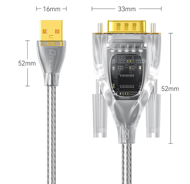 Male DB9 Pin With FTDI FT231 Chipset USB a 2.0 to RS232 Serial Converter Adapter Cable 2M