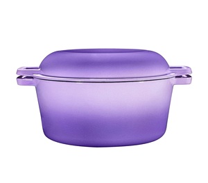 Marmite hollandaise <span class=keywords><strong>en</strong></span> <span class=keywords><strong>fonte</strong></span> émaillée à double usage blanc approfondi avec poêle à frire <span class=keywords><strong>en</strong></span> métal au design classique pour la cuisson du pain - Product Image 3