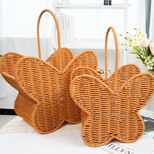 Cesta Tejida de Mimbre de Plástico Vintage con Asa para Picnics y Fiestas - Product Image 1