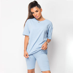 Nouvel ensemble décontracté avec short ensemble 2 pièces tenues pour femmes ensemble d'été marque privée 100% coton ensembles de shorts à bas prix - Product Image 5