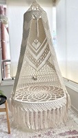 Chaise suspendue en macramé 100% coton faite à la main, style bohème, hamac tissé à la main avec taille personnalisable pour balcon et jardin