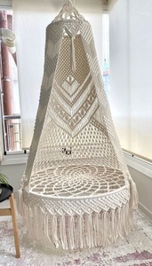 100% fait à la main en coton macramé suspendu balançoire style Boho hamac tissé à la main avec taille personnalisable pour balcon et jardin - Product Image 3