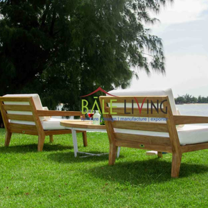 Sofá ecológico de madera de teca para uso exterior junto a la piscina o terraza con un bonito diseño minimalista de alta calidad - Product Image 6