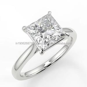 Anillo de princesa de diamantes cultivados en laboratorio VVS impecable solitario de la mejor calidad en brillante y perfecto para momentos de compromiso atemporales - Product Image 1