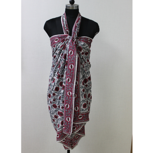 Sangaria rojo suave algodón Sarong indio Floral mano bloque estampado ropa de playa para mamá amiga dama de honor mujeres - Product Image 1