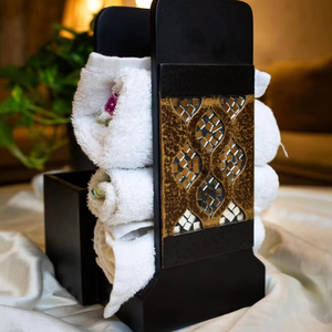 Porte-serviettes et porte-couverts en bois contemporain au design élégant pour salle de bain, salon, maison, hôtel et restaurant, boîtes à mouchoirs - Product Image 1