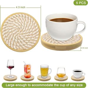 Best Theme Design Breaded Cotton Rope and Wooden <b>Table</b> <b>Coaster</b> Best for Parties and Other Functions Tableware Design <b>Coaster</b> - Product Image 4
