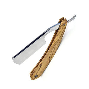 Rasoir de Barbier Professionnel en Acier Inoxydable à Lame Simple Droite avec Manche en Bois avec Logo Personnalisé et Emballage - Product Image 3