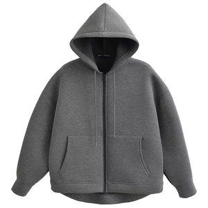 Ladies Cotton Fleece Zipper Hoodie Warm Thick <b>Zip</b> <b>Up</b> <b>Jacket</b> Soft Fabric With Long Sleeves And Pocket Perfect For Daily Outfits - Product Image 3