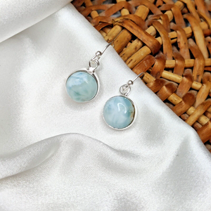 Pendientes de Plata de Ley con Larimar, Estilo Bohemio, para Mujer, Calidad Extrema, Más Vendidos para Aniversarios, Compromisos y Fiestas - Product Image 1