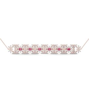Ensemble de collier ras du cou rubis et diamants plaqué or rose et classique pour les fiançailles de mariage ou les bijoux de mariée en cadeau - Product Image 3