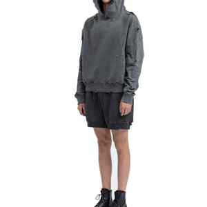 Sudadera con Capucha Negra Desgastada para Hombre, Diseño Personalizado, Estilo Básico, Mezcla de Algodón, Ropa Urbana, Marca Privada, Sudaderas con Capucha Desgastadas para Hombre - Product Image 1