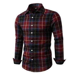 Camisa de Franela para Hombre, Corte Regular Ajustado, Transpirable, con Botones Cubiertos, Alta Calidad, Diseño Único al por Mayor, Otoño, 100% Algodón - Product Image 1
