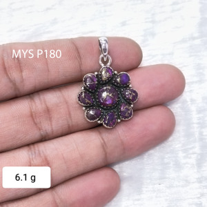 จี้เทอร์ควอยซ์คุณภาพหายาก ประดับด้วยพลอยธรรมชาติและเครื่องประดับเงินสเตอร์ลิง - Product Image 1