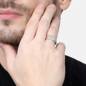 NOVAMART Fine Buy Premium 925 Pure Sterling <b>Silver</b> <b>Rings</b> for <b>Men</b> Boho Style Cluster Geometric Pattern Oval Cut Gemstone Inlay St - Product Image 4