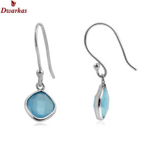 Boucles d'oreilles géométriques tendance pour femmes, élégantes, en argent sterling rhodié 925, pierre de topaze mystique, cadeau pour anniversaire ou fête - Product Image 5