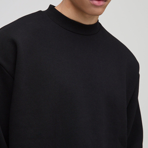 Sudadera de cuello redondo de gran tamaño para hombre, sudaderas de cuello redondo de algodón 100% transpirables de Color sólido liso con logotipo personalizado - Product Image 5