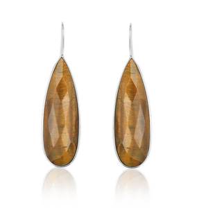 Pendientes de Plata de Ley 925 Hechos a Mano con Ojo de Tigre, Joyería de Piedras Preciosas Naturales para Niñas y Mujeres, Artículo de Regalo de Moda E0598-GS - Product Image 1