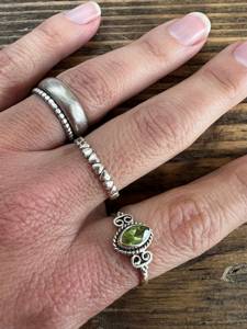Wholesale Sterling <b>Silver</b> Natural Peridot Gemstone Bezel Setting Women's <b>Adjustable</b> Green Faceted Minimalist Wedding <b>Ring</b> - Product Image 3