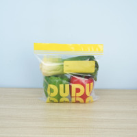 Sacs de conservation alimentaire en PE jaune personnalisés, sacs refermables pour produits frais, OEM en gros