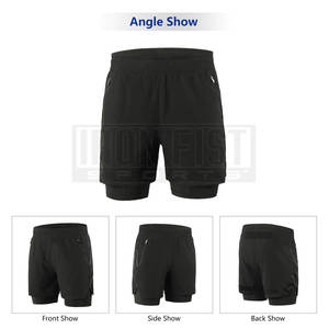 Pantalones cortos de entrenamiento de secado rápido para hombres profesionales con bolsillos Patrón sólido Gimnasio Correr y entrenamientos deportivos - Product Image 3