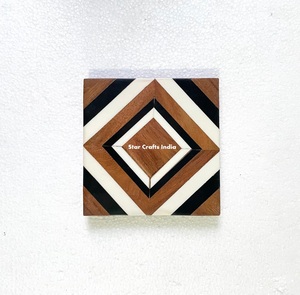 Posavasos de resina y madera con hojas de flores, alfombrillas de resina de madera, almohadillas redondas para el hogar, Hotel, resina epoxi redonda natural, accesorios de cocina de Acacia - Product Image 3