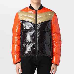 Veste bouffante chaude personnalisée pour hommes avec col rond Veste imprimée vierge à la mode d'hiver Panneau contrasté Épissage Broderie Décoration - Product Image 2