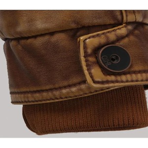 Chaqueta Casual Lisa con Cuello de Camisa de Piel de Oveja Genuina Color Gris Carbón Marrón Personalizada, Estilo Bomber Clásico con Patrón 3D y Fusión sin Costuras - Product Image 4