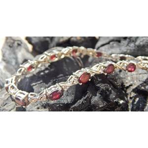 Pulsera de tenis de Plata de Ley 925 con piedras preciosas de granate natural, joyería de plata con acento dorado - Product Image 1