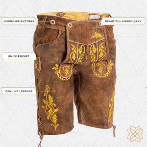 High Quality Lederhosen <b>Men</b> <b>Short</b> Olive <b>Yellow</b> - Product Image 4