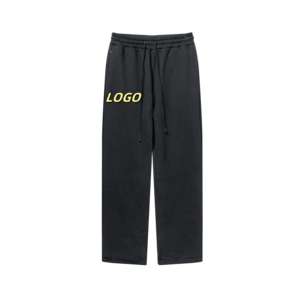 Pantalon de survêtement ample et décontracté personnalisé, délavé au soleil, coupe droite, en molleton de coton épais, écologique, respirant, évasé - Product Image 1